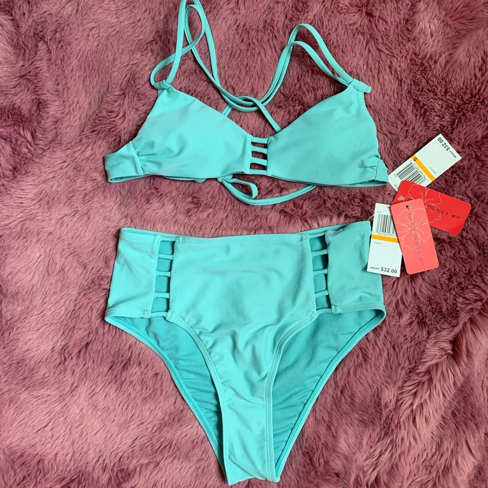 Gossip two piece swimsuit high waist teal sz S